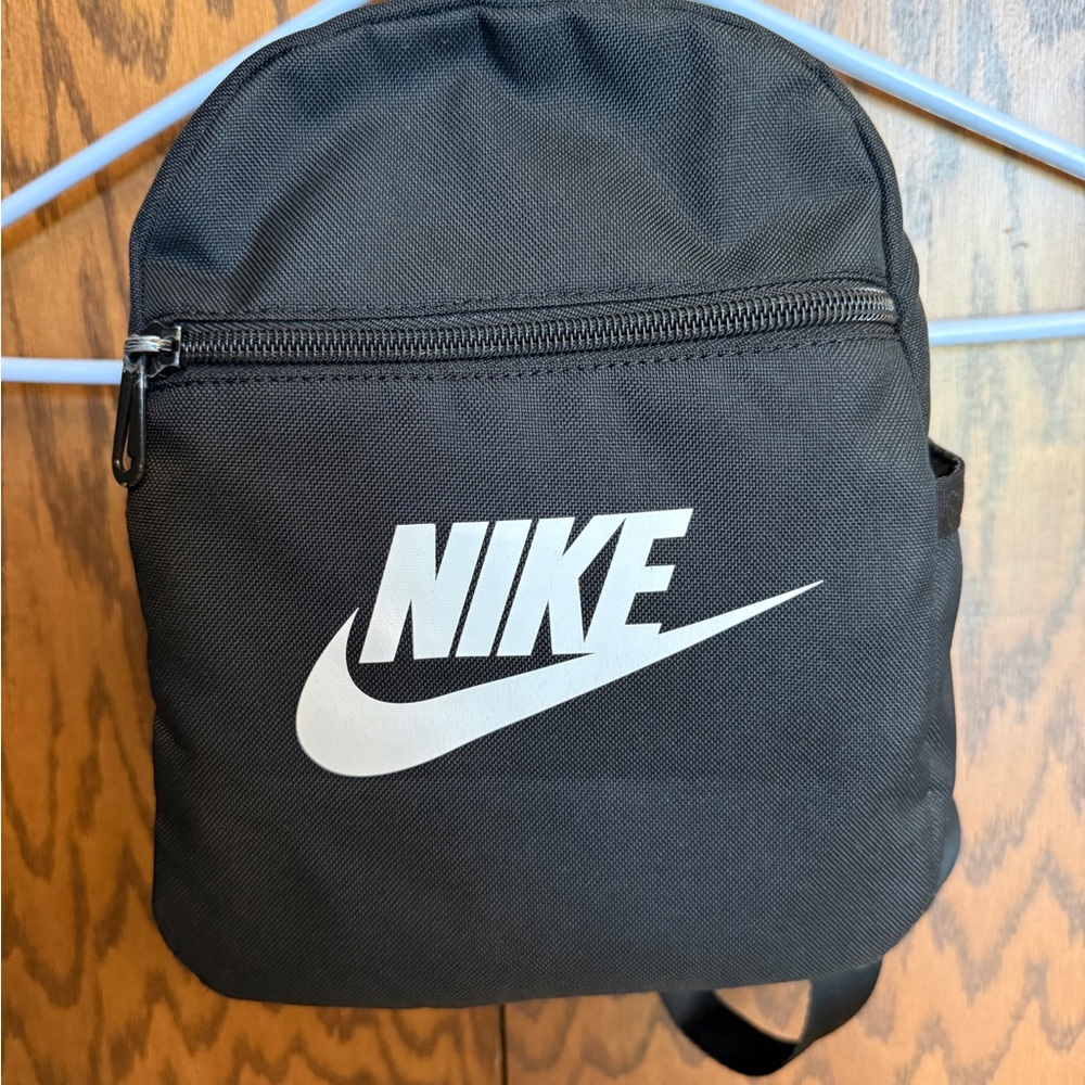 Nike Futura Mini Black Backpack with White Swoosh Logo
